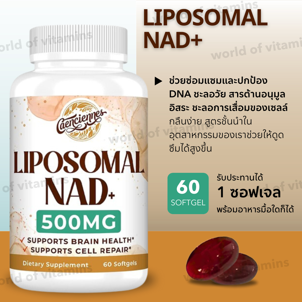 Caenciennes Liposomal NAD+ 500 มก , 60 Softgels (Sku.2462)