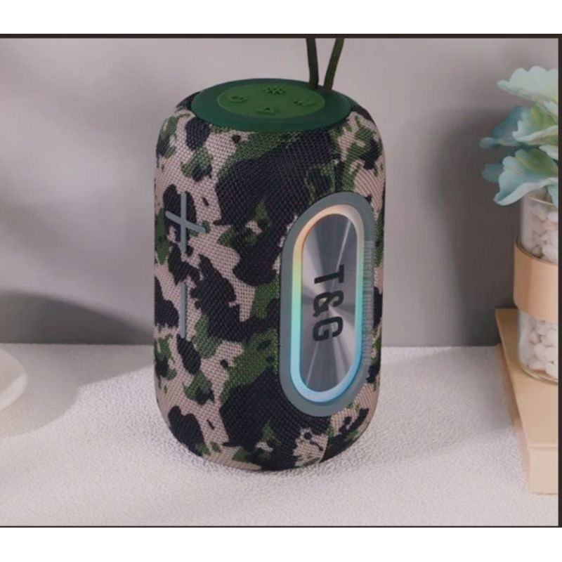 T&G TG665 ลำโพง Bluetooth ไร้สายซับวูฟเฟอร์แบบพกพา LED 20W (ลายทหาร)