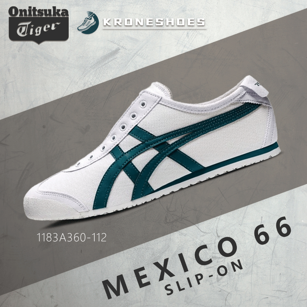 ของแท้ 100% Onitsuka tiger MEXICO 66 Slip-on 1183A360-112 รองเท้าผ้าใบ ได้ทั้งชายและหญิง ผ้าแคนวาส