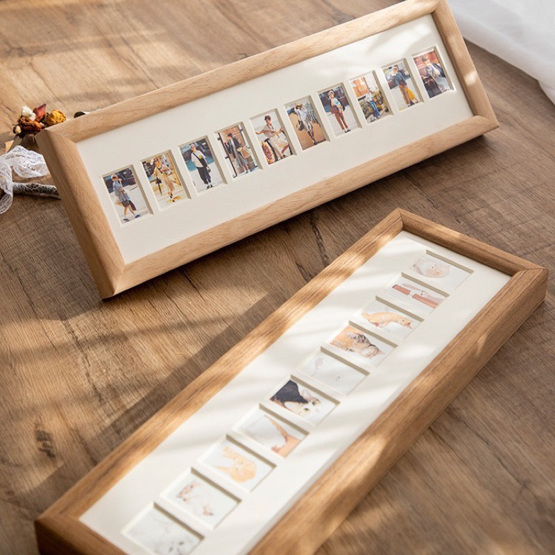 (New!! ขอบมน/เหลี่ยม) กรอบรูปไม้ แบบหลายช่อง 10 ช่อง ขอบมน เหลี่ยม ใส่รูปติดบัตร ID ตั้งโต๊ะ ติดผนัง