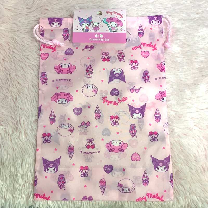 [อัปเดตลายใหม่💖] กระเป๋าผ้าหูรูดลาย Sanrio Characters 21x31ซม (จุของได้เยอะ) สินค้าลิขสิทธิ์เเท้ หิ้วจากญี่ปุ่น 🇯🇵