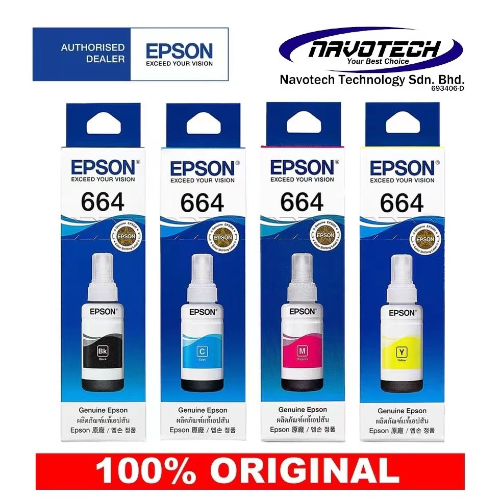 หมึกเติม Epson INK 664 ( T664100-400 ) หมึกแท้100%