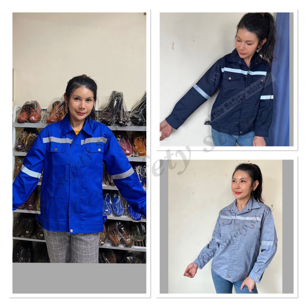 เสื้อช่าง เสื้อยูนิฟอร์อมมีแถบสะท้อนแสง ผ้าซูเปอร์คอมทวิล กันไฟฟ้าสถิต กันสะเก็ดไฟ