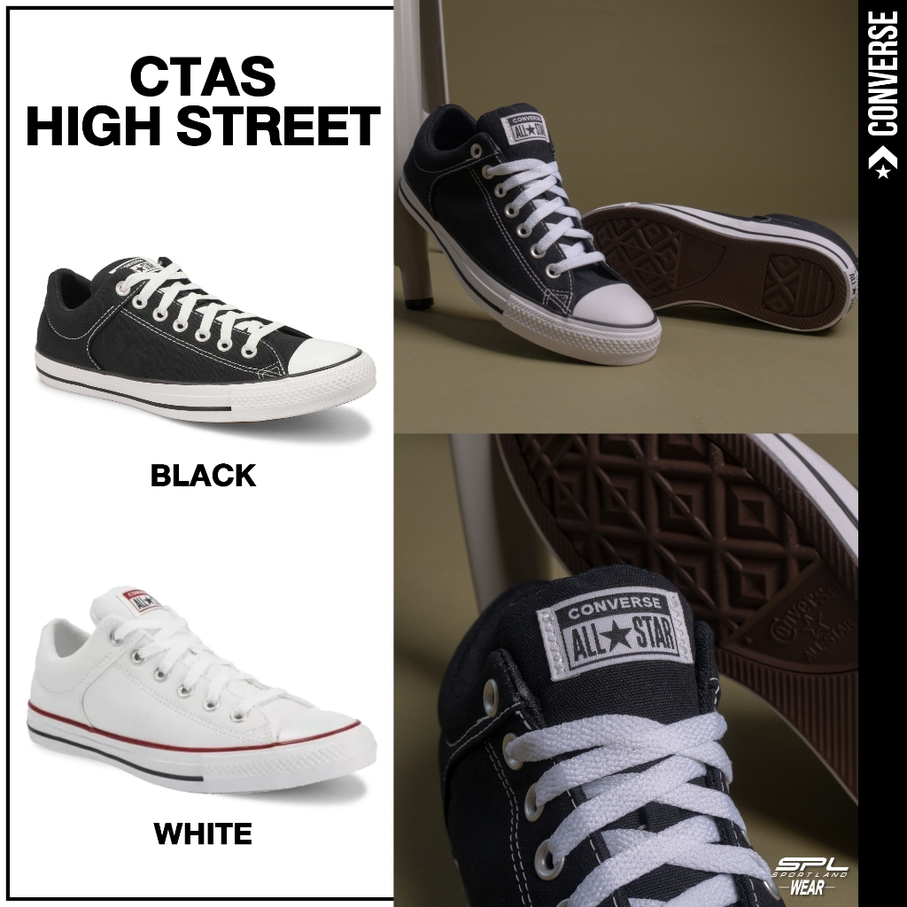 Converse รองเท้าผ้าใบ รองเท้าแฟชั่น Chuck Taylor All Star High Street OX A01718CMS4BKXX/ A01717CMS4WTXX (2100)