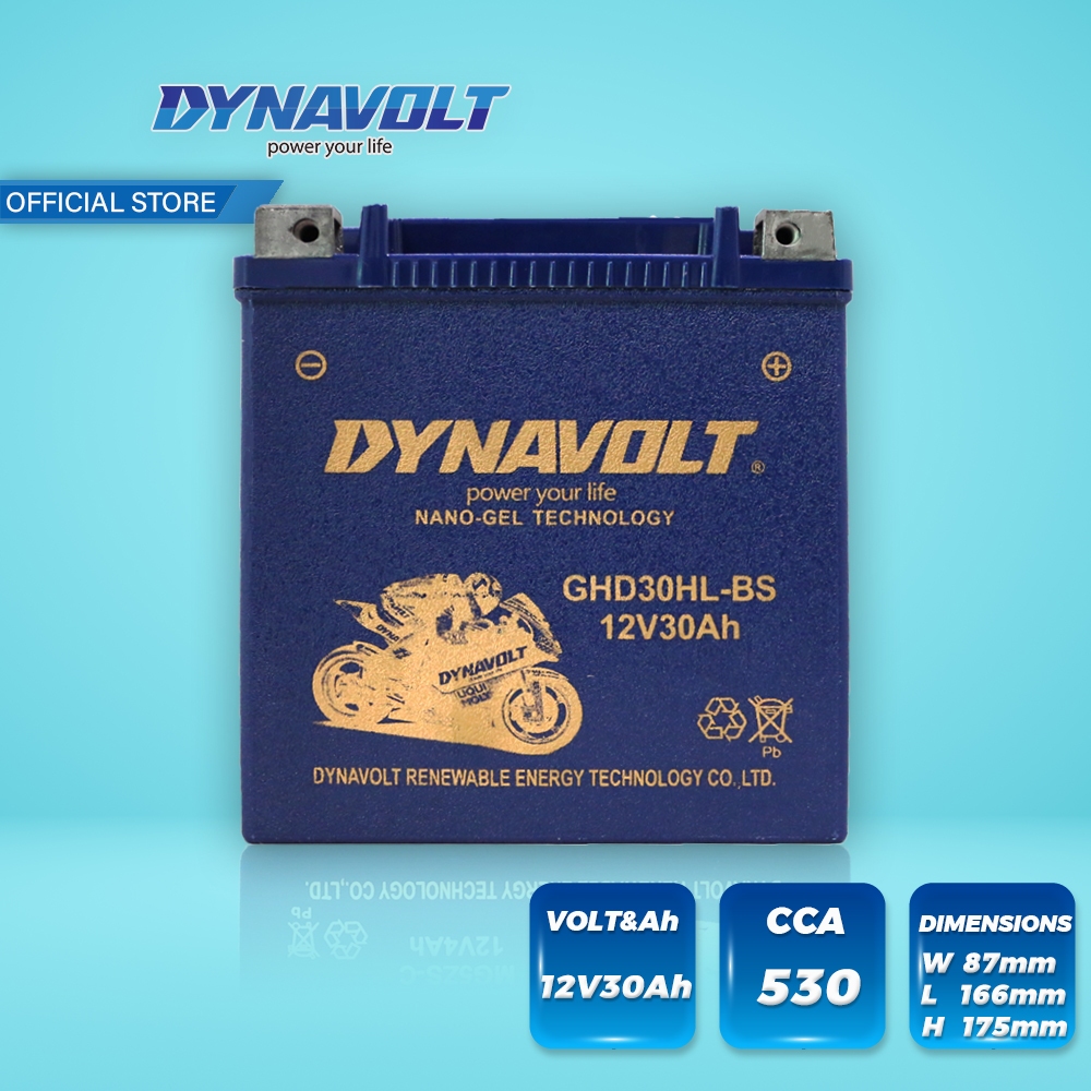 DYNAVOLT GHD30HL-BS ไดน่าโวลท์ แบตเตอรี่มอเตอร์ไซค์ แบตเตอรี่ นาโนเจล