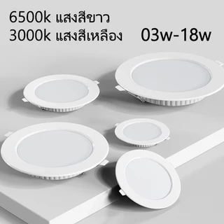 โคมไฟดาวน์ไลท์ ฝังฝ้า LED ฝังฝ้า ติดฝ้าเพดาน 18W 12W 9W 6W 3W ดาวไลท์ แบบบาง กลม TSM