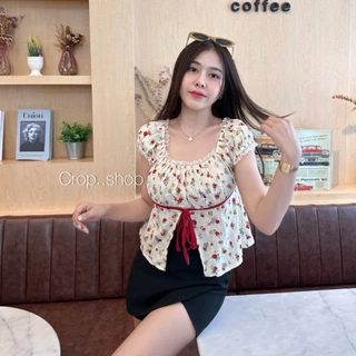 crop..shop เสื้อสาวชิค (มี7เเบบ) สายแฟห้ามพลาด ผ้าคอตต้อนปักฉลุ คอตต้อนไทย100% ดูแพง น่ารักสุดหรู เชือกรูดได้จริง สวยมาก