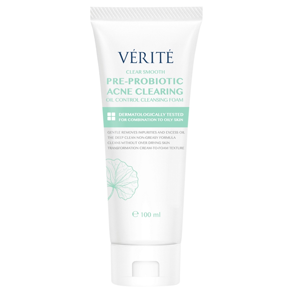 VERITE – Pre-Probiotic Acne Clearing Oil Control Cleansing Foam (100 ml.) เวอริเต้ พรี โพรไบโอติกส์ แอคเน่ เคลียริ่ง ออย ราคา ถูกที่สุด ดีลบีเคเค แกลเลอรีภาพที่ 2