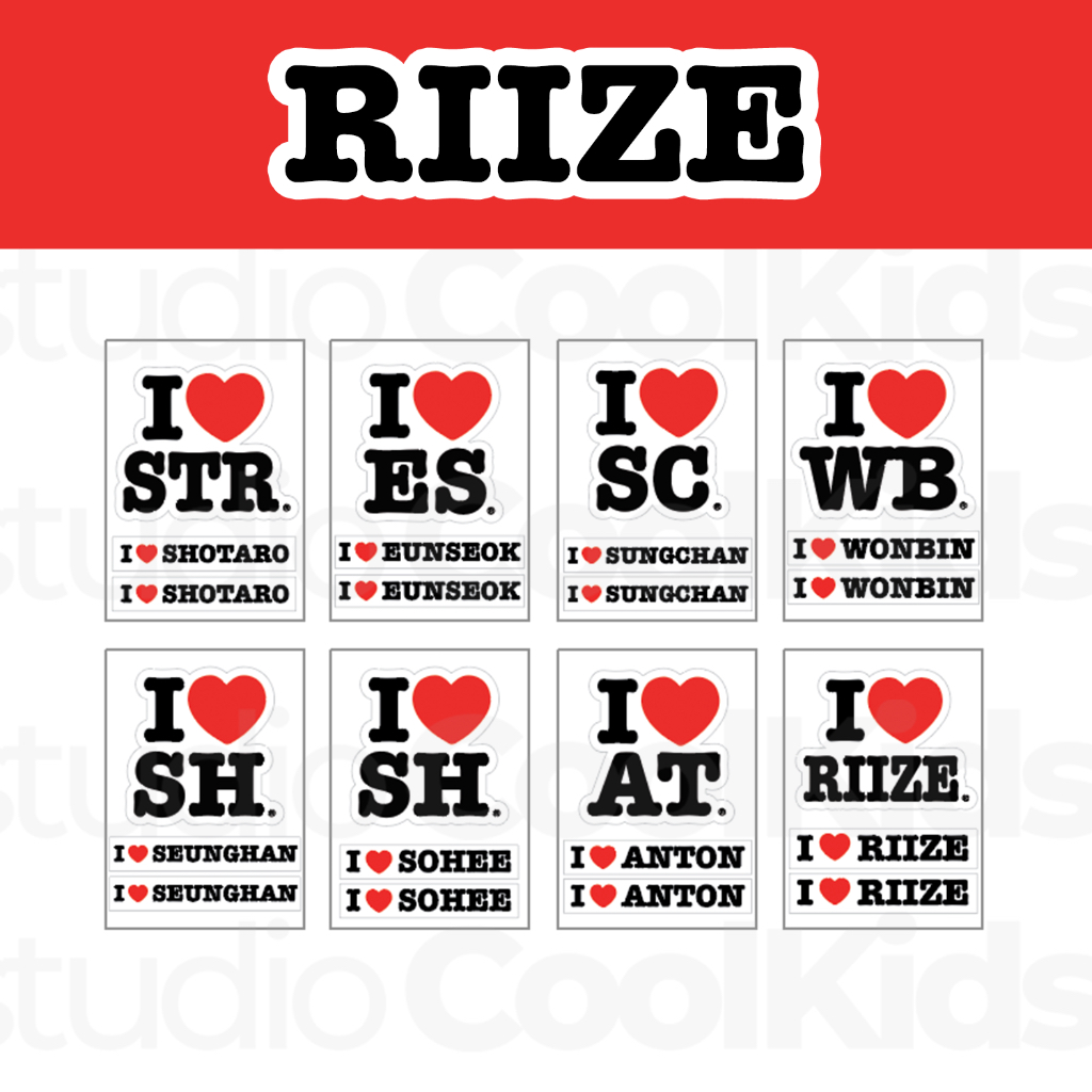 STICKER I LOVE RIIZE สติ๊กเกอร์ใสติดด้ามแท่งไฟ (ไซส์ครึ่ง A7)