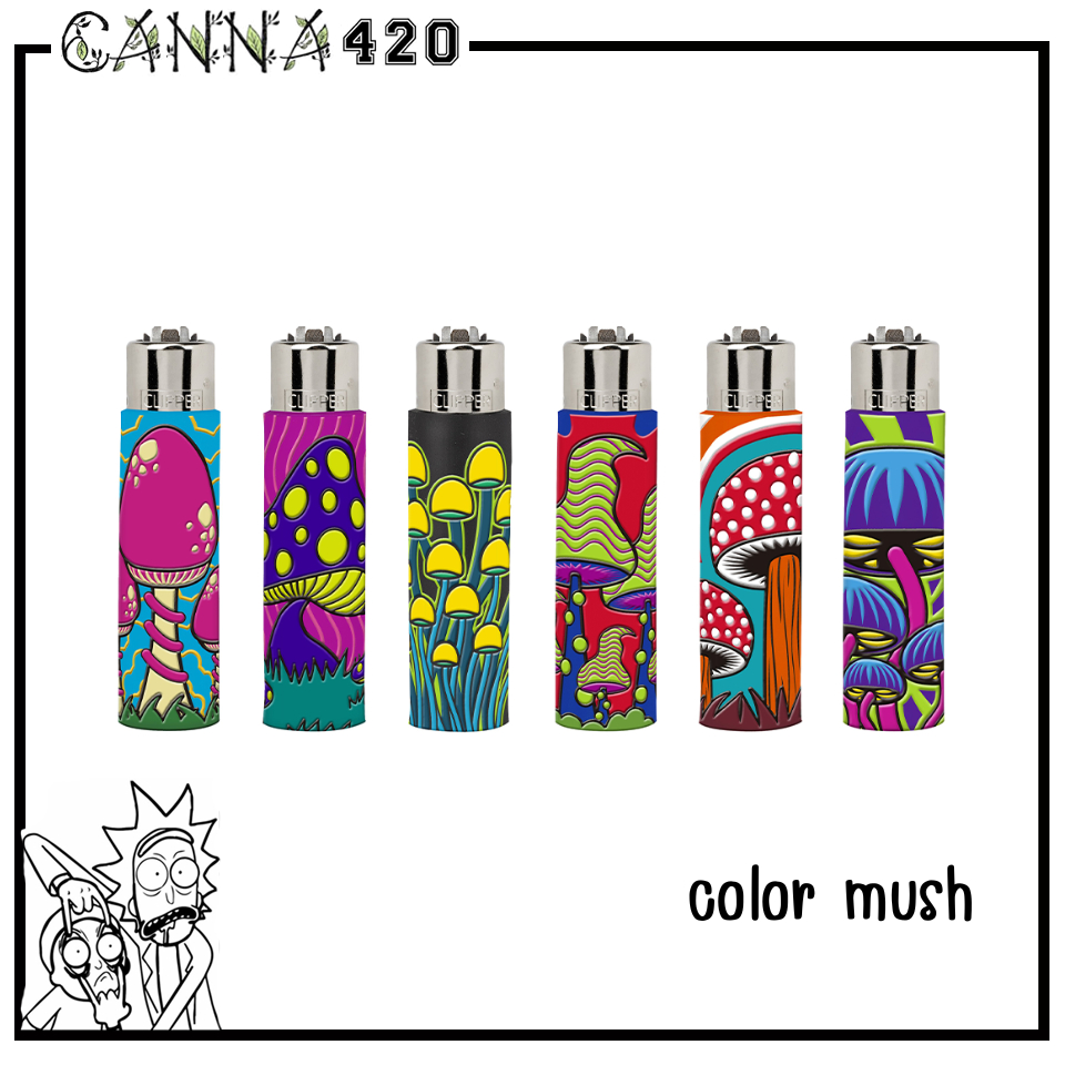 Clipper POP Color Mush Lighter ไฟแช็กลายเห็ด ดีไซน์สีสันสดใส ระบบหินเหล็กไฟ ใช้แก๊สเติมได้