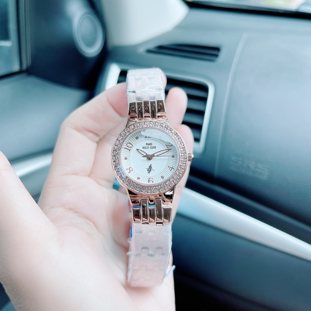 นาฬิกาข้อมือผู้หญิง สายสแตนเลส สีโรสโกล Polo Watch ควอตซ์/ประกันศูนย์1ปี/ของแท้รับประกัน/กล่องแบรนด์/ป้าย/ใบประกัน