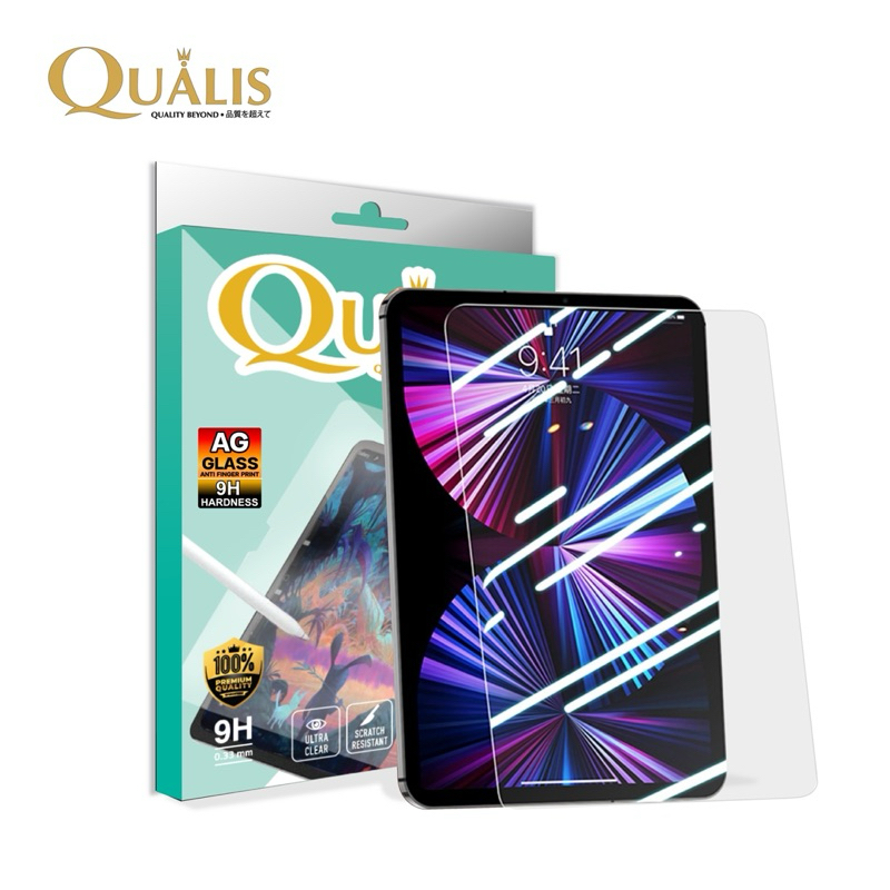 QUALIS ฟิล์มกระจกนิรภัยแบบด้าน Anti Finger Print Glass สำหรับ iPad Gen 10 ,Air 4/5 ,Pro 2018-2022