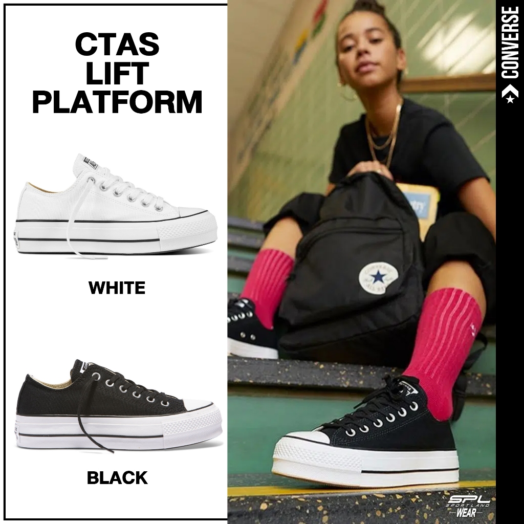 Converse รองเท้าผ้าใบ รองเท้าผู้หญิง [ส้นสูง 3 ซม.] W Chuck Taylor All Star Lift OX 560250CS3BKXX / 560251CS3WTXX (2800)