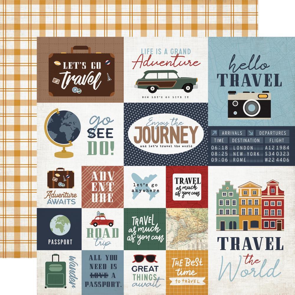 Echopark paper. Let's Go Travel Double-Sided Cardstock 12"X12" กระดาษ สแคร็ปบุค การ์ด ท่องเที่ยว เดินทาง งานฝีมือ