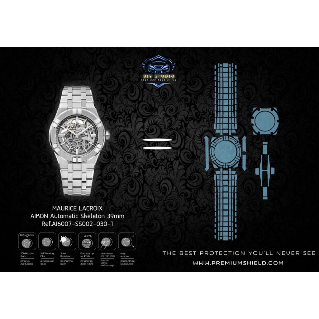 ฟิล์มใสกันรอยนาฬิกา รุ่นAIKON Automatic Skeleton 39mm Ref.A16007-SS002-030-1