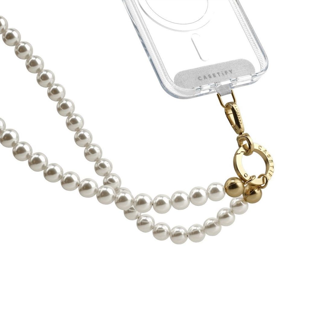 CASETiFY Pearl Cross-body Strap - Pearl with Gold สายลูกปัดมุกแบบสะพายข้าง พร้อมส่ง