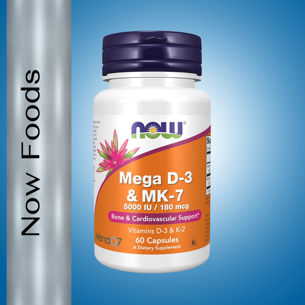 Now Foods Mega D-3 & MK-7 Bone & Cardiovascular Support / 60 Veg Capsules
