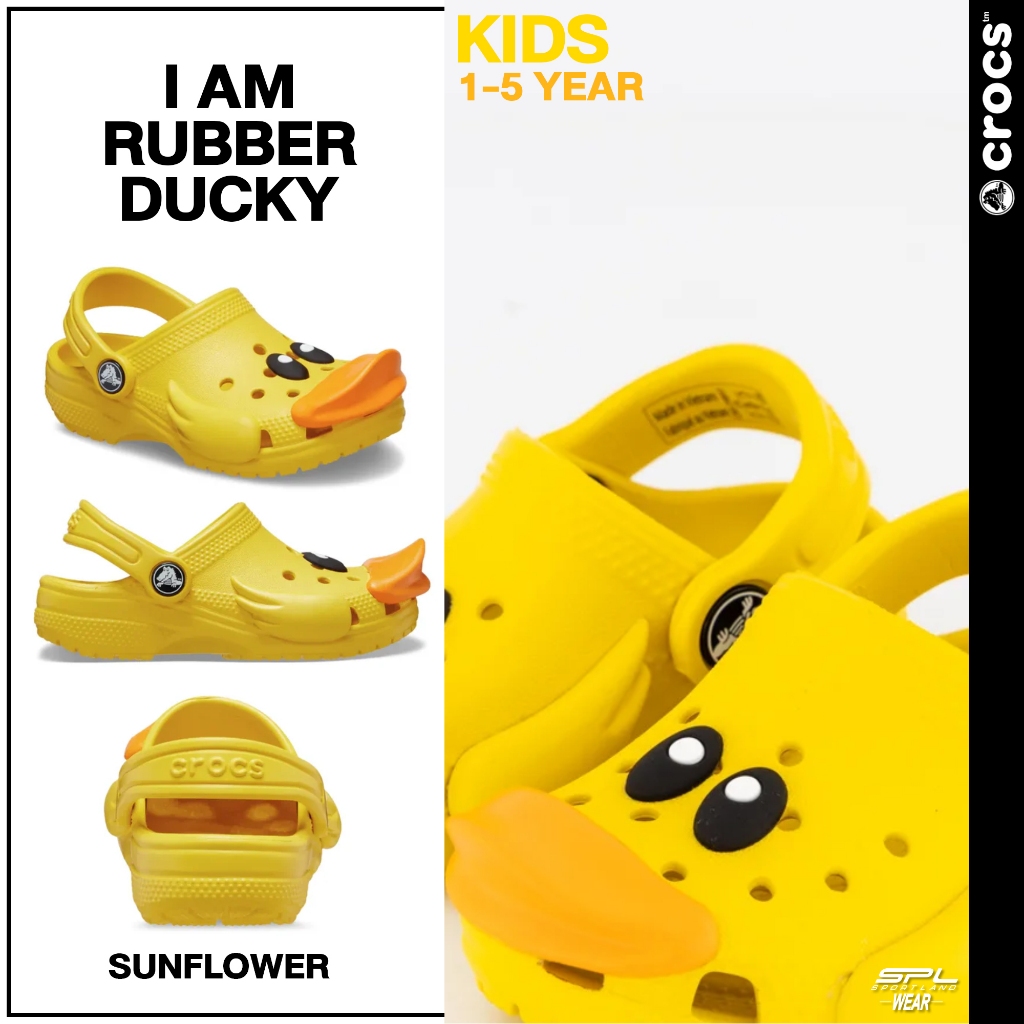 Crocs รองเท้าแตะ สำหรับเด็ก Toddler Classic I am Rubber Ducky Clog 210017-75Y  (1890)
