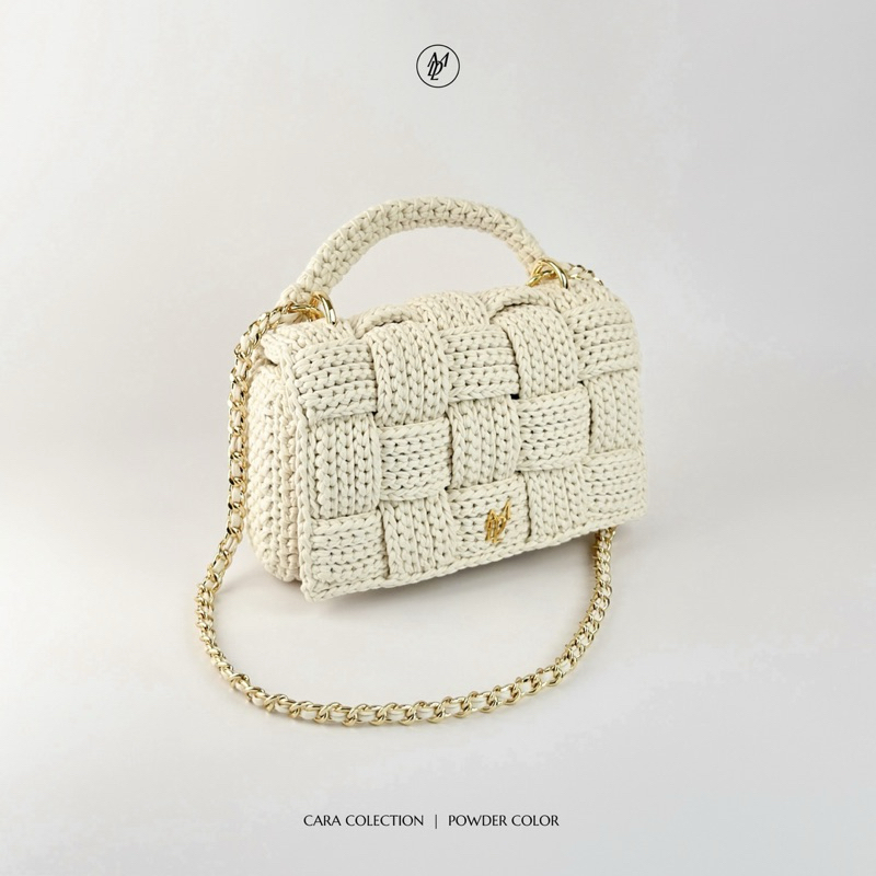 MADELINE | CARA Bag [Powder] กระเป๋าถักงาน Handmade 100%  สีพาวเดอร์(ขาวนวล) - รูปที่ 4