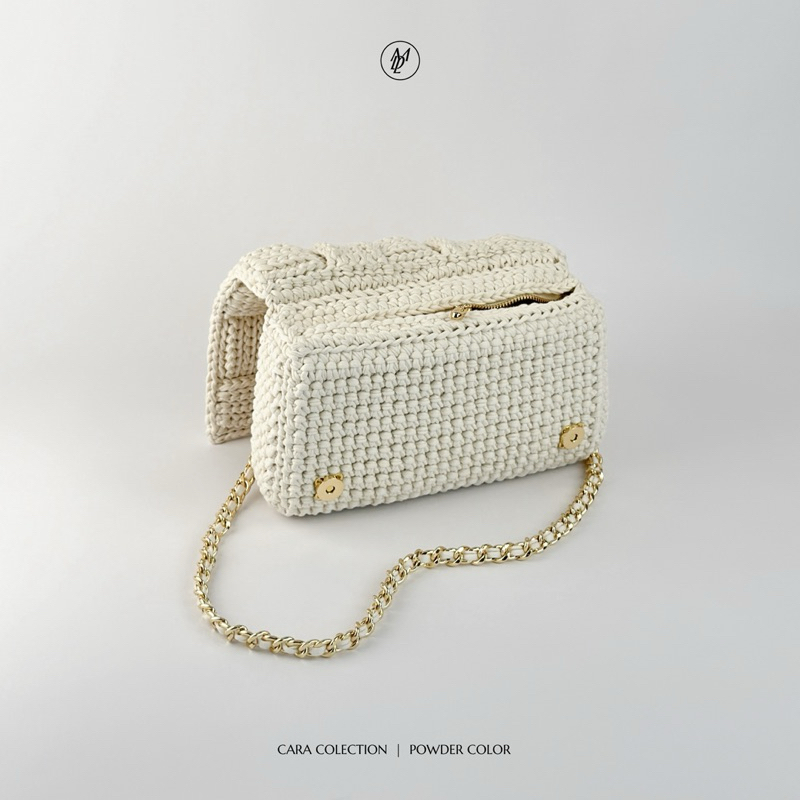 MADELINE | CARA Bag [Powder] กระเป๋าถักงาน Handmade 100%  สีพาวเดอร์(ขาวนวล) - รูปที่ 5