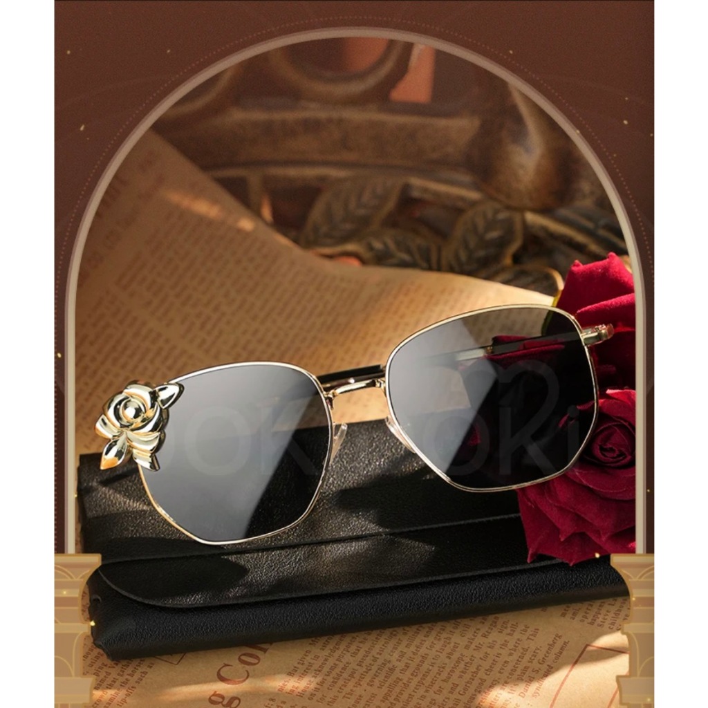 Navia Sunglasses Game Genshin Impact Cosplay DokiDoki Navia Cosplay Metal Sunglasses Free Glasses Bo