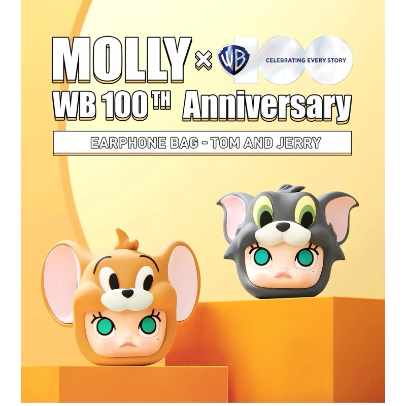 พร้อมส่ง (ของแท้ 100%) MOLLY X Warner Bros. 100th Anniversary Series-Earphone Bag (Tom and Jerry)