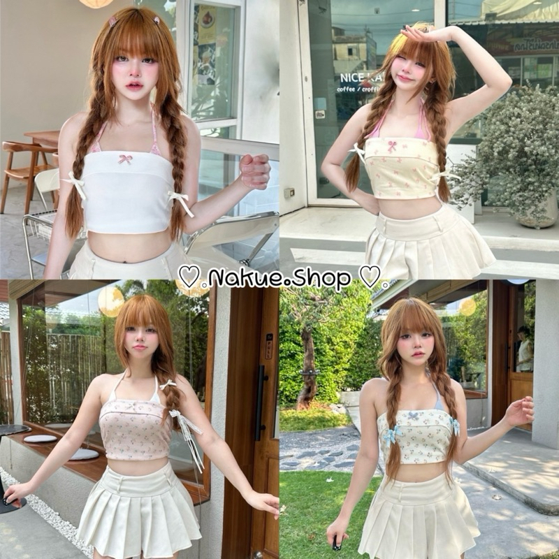 ป้าย Nusa ฮิตมาก เกาะอกคล้องคอ แต่งโบว์จิ๋ว หลังสม็อค พิมพ์ลายน่ารักมากกก