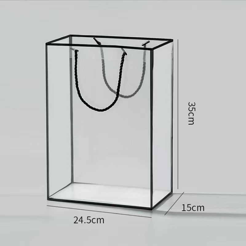 ✅ส่งในไทย✅ถุงหูหิ้วใส PVC ถุงใส่ของขวัญ ตุ๊กตา ดอกไม้ งานวันเกิด งานรับปริญญา