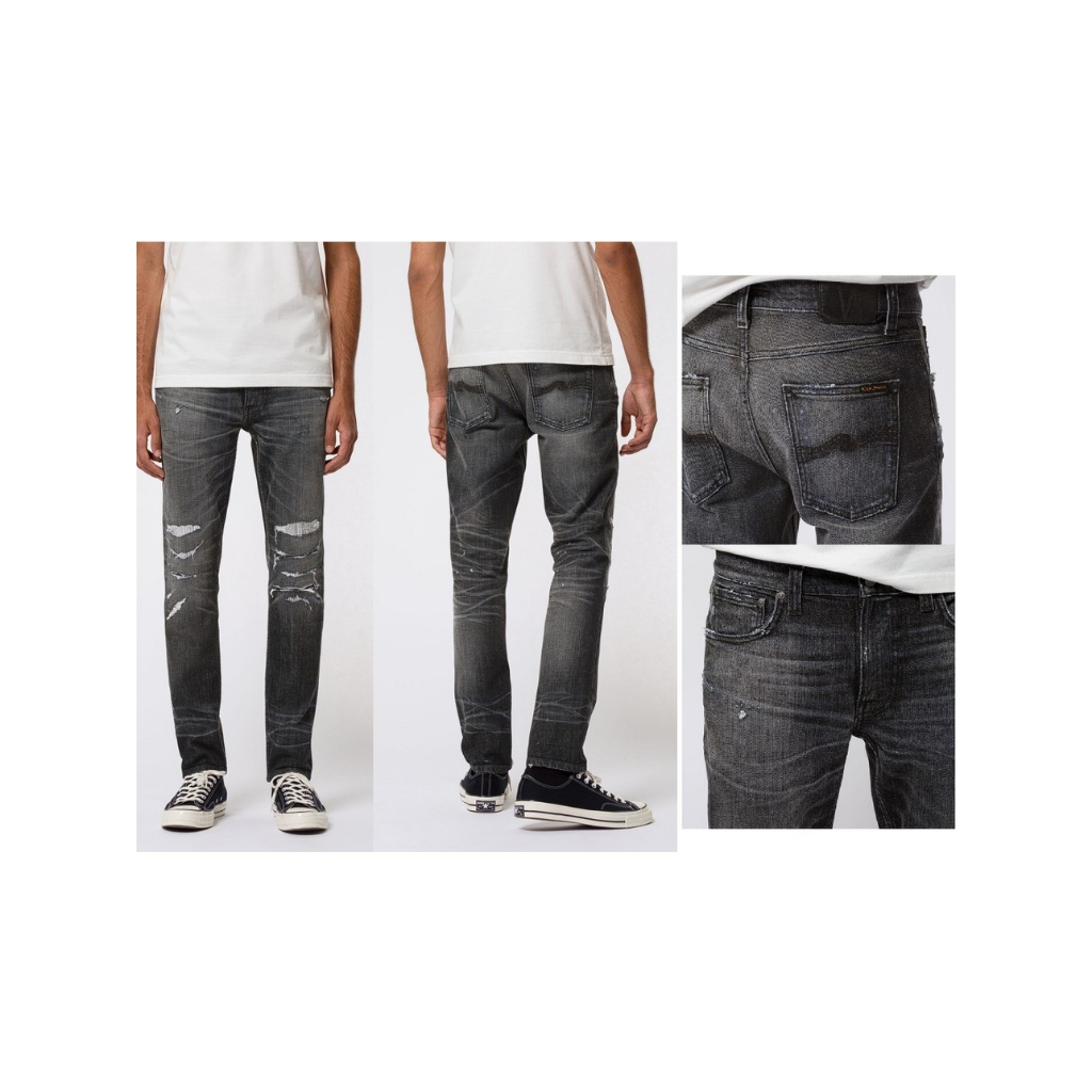 (โค้ดลดเพิ่ม1,000) Nudie Jeans Lean Dean Smashing Black