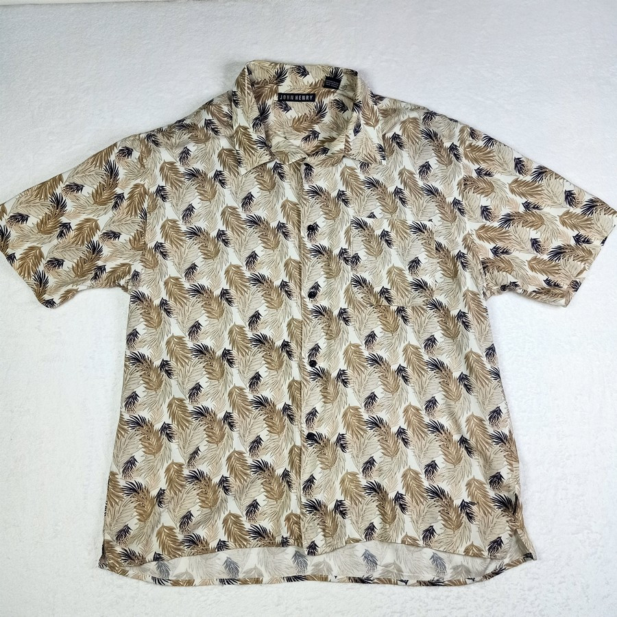 เสื้อฮาวาย JOHN HENRY Hawaiians Shirt Sz XL 100% Rayon Made in Korea