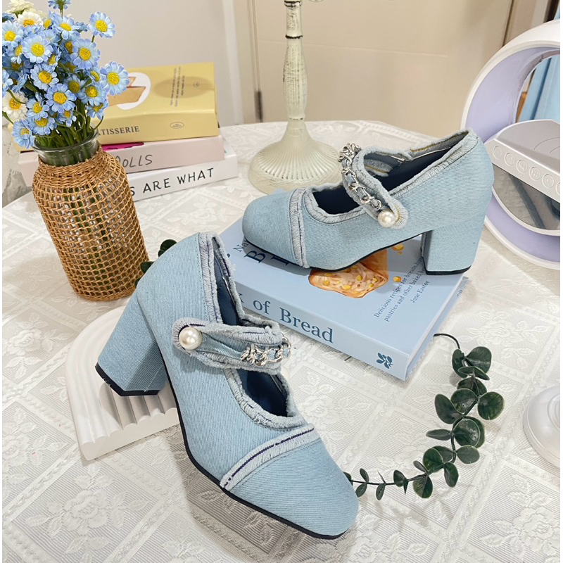 ꒰ พร้อมส่ง ꒱ Denim shoes ˚ ༘ คัทชูผ้ายีนส์🧵 น้องรุ่นนี้แมทซ์สวยสุดๆ✨ สูง6-7cm