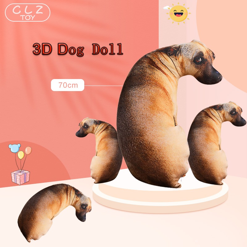 CLZ 70cm ตุ๊กตา หมอนกอด ของเล่นสุนัข สําหรับเด็ก ผู้ใหญ่ 3D ของเล่นตุ๊กตาสุนัข ของขวัญ สําหรับตกแต่งบ้าน ออฟฟิศ