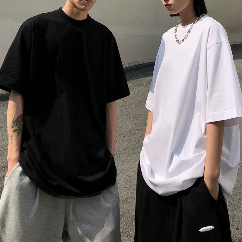 You-T เสื้อสีดํา เสื้อยืดสีพื้น oversize ใส่สบาย คอกลม  ผ้าCOTTON100% สีพื้นดำ-ขาว เนื้อผ้าเกรดพรีเมียม