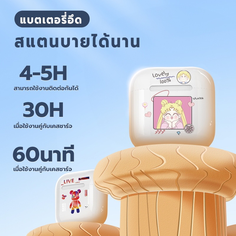 JQVITEKหูฟังบลูทูธ bluetooth 5.3 หูฟังบลูทูธไร้สาย HiFi หูฟังไร้สาย Earphone สําหรับ IOS Android  SP04R