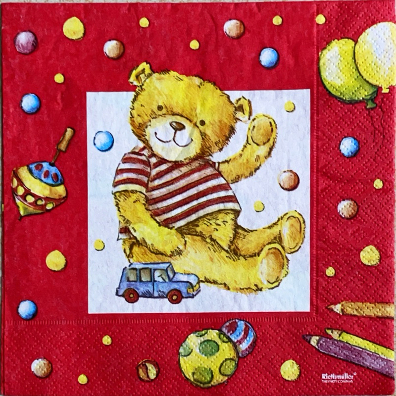 Pladao Napkin Teddy Bears หมีเล่นของเล่น Toy Bear การ์ตูน กระดาษ แนพกิ้น สำหรับงานศิลปะ เดคูพาจ decoupage ขนาด L 33x33