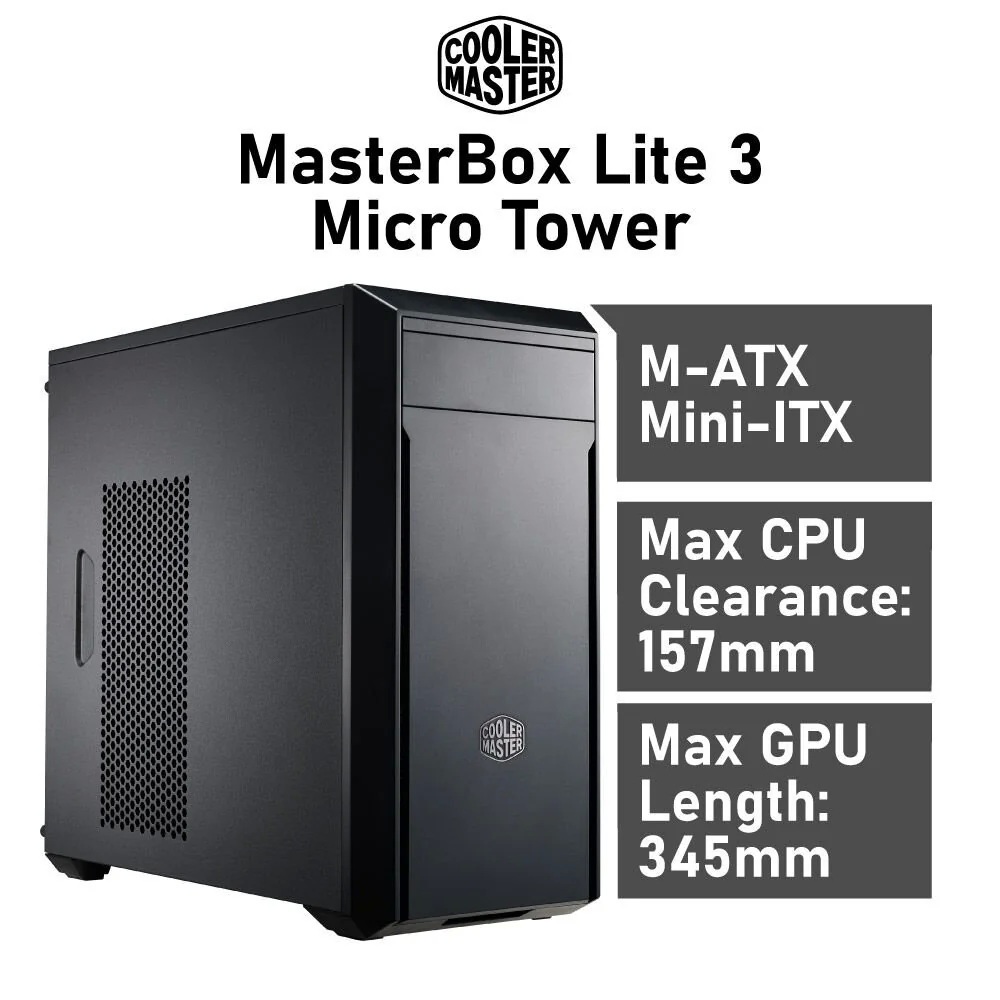 CASE (เคส) COOLER MASTER MasterBox Lite 3 Micro-ATX Computer Case