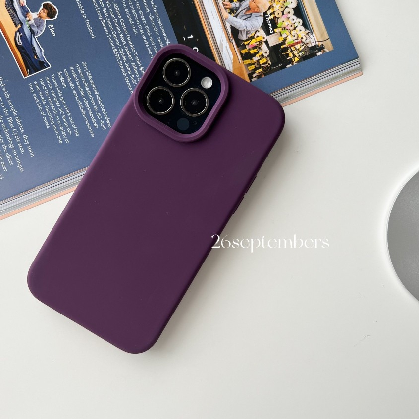 เคสไอโฟน 12-15 pro max เคสซิลิโคน พรีเมี่ยม ขอบกล้องสูงมาก *สีม่วงเข้ม* (𝐏𝐫𝐞𝐦𝐢𝐮𝐦 𝐬𝐢𝐥𝐢𝐜𝐨𝐧𝐞 𝐜𝐚𝐬𝐞 𝐧𝐨𝐥𝐨𝐠𝐨)