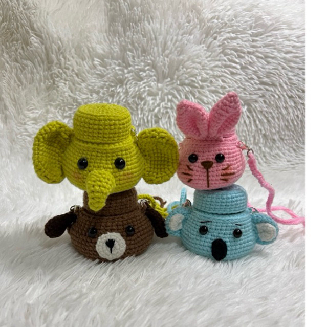 เคสยาดมไหมพรมงาน handmadeแก๊งน้องสัตว์มีสายคล้องคอพร้อมส่ง