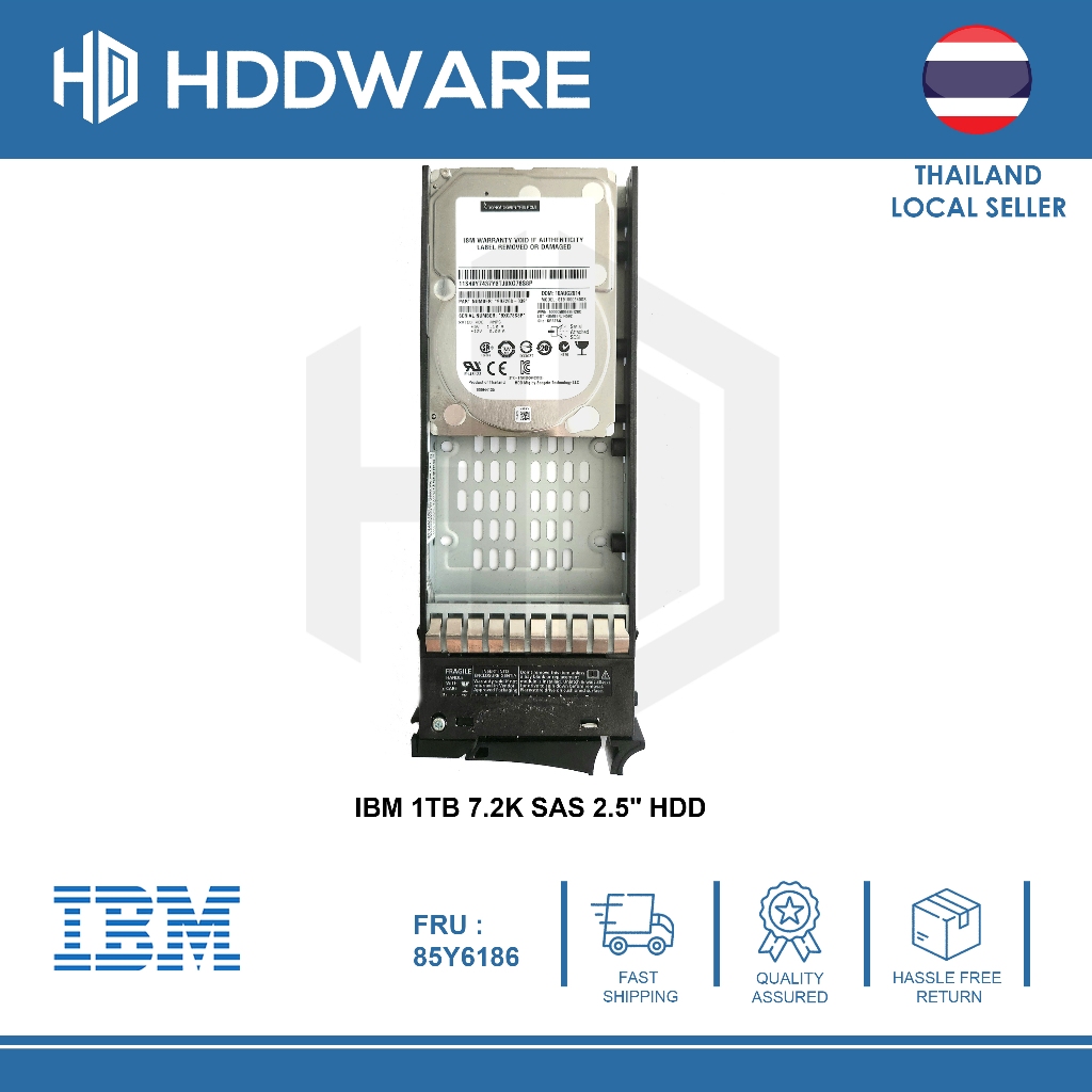 IBM 1TB 7.2K 6G SAS 2.5" HDD // 85Y6186 // 9ZR268-039 // Brand New