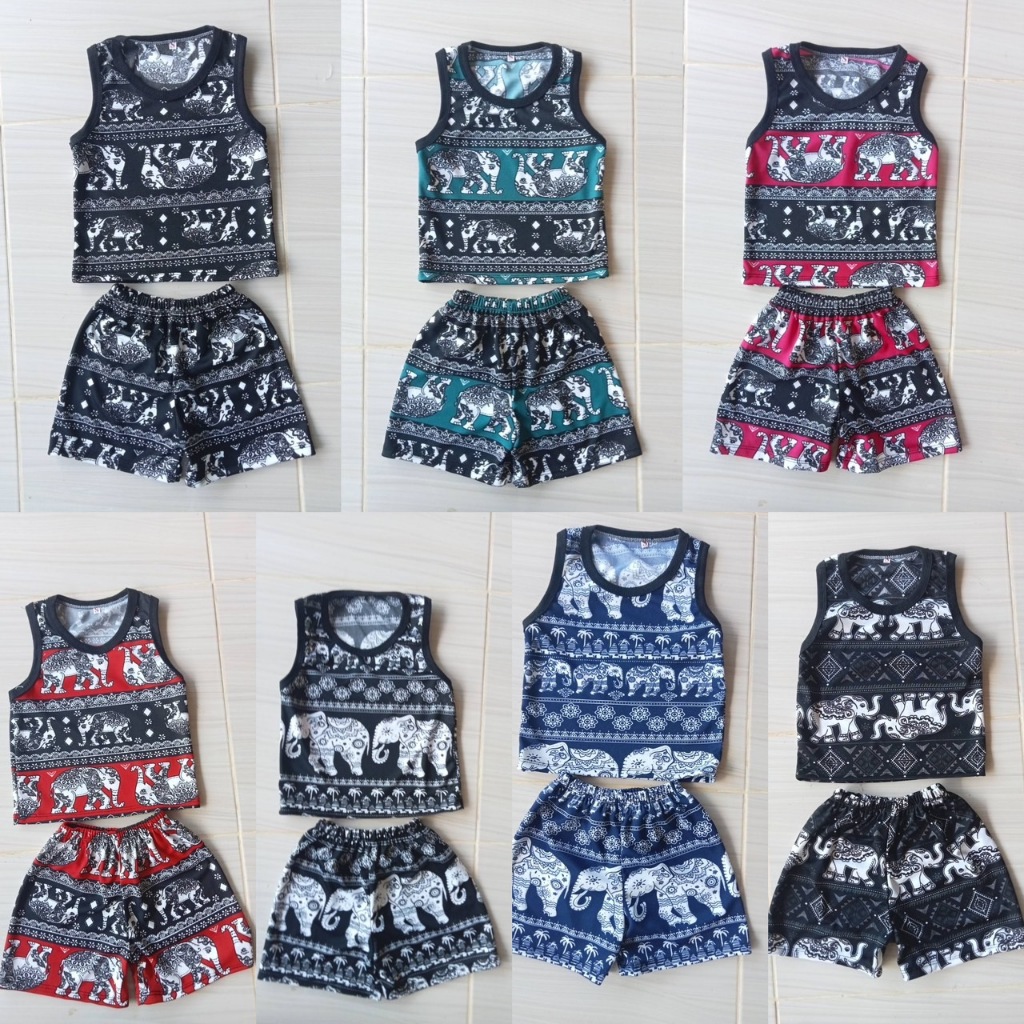 ชุดกล้ามเด็กผ้ายืดไมโคร ลายช้าง (สินค้าพร้อมส่ง)