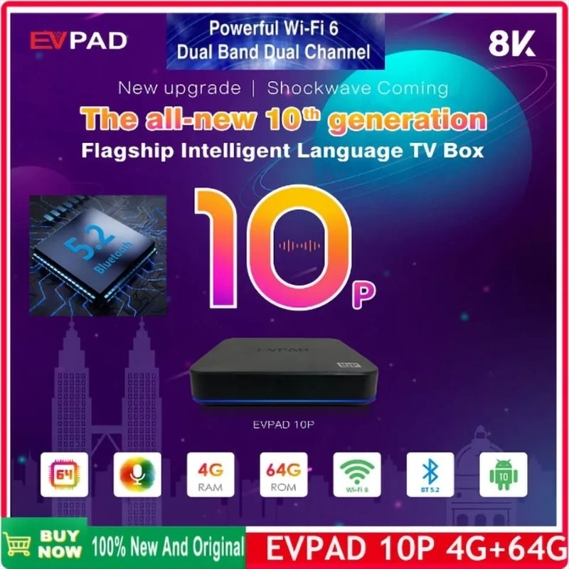 [Original ] Evpad 10P TV BOX 2023 evpad10p 8K Android 10 Pro TV  Chinese  Korea Japan Singapore USA Canada Overseas