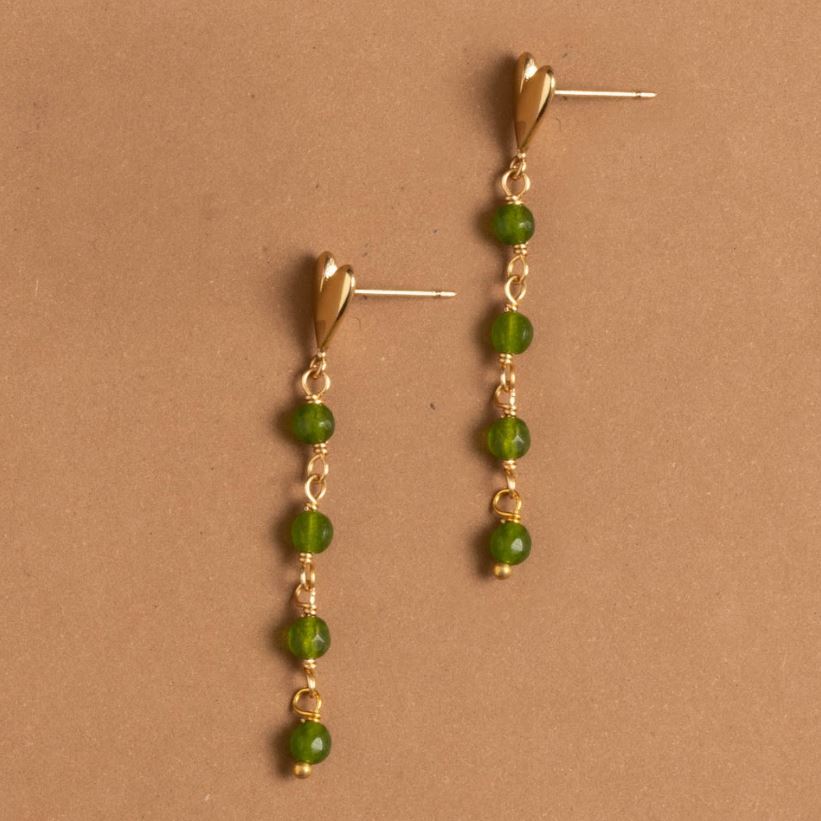 GREEN CRYSTAL SINGLE DROP EARRINGS