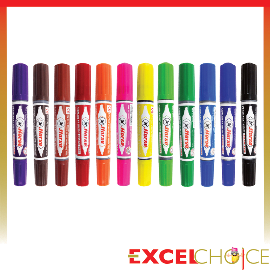 ตราม้า ปากกาเคมี ปากกามาร์คเกอร์ 2 หัว HORSE