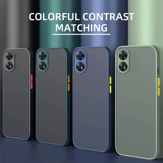 {พร้อมส่ง!!!} Case OPPO A18 / A38 เคสกันกระแทก ปุ่มสีผิวด้าน กันรอยกล้อง ขอบนิ่มหลังแข็ง