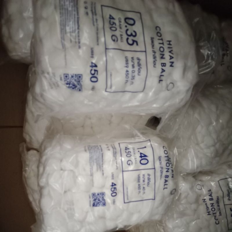 Hivan cotton ball ไอแวน สำลีก้อน 0.35 Gram/ball 450 G.,สำลีก้อน 1.40G 450 G.