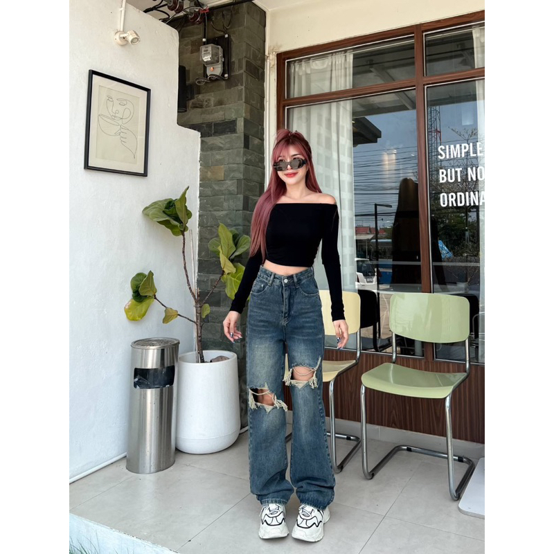 กางเกงยีนส์ป้าย vintage สีสนิม🤎🤍