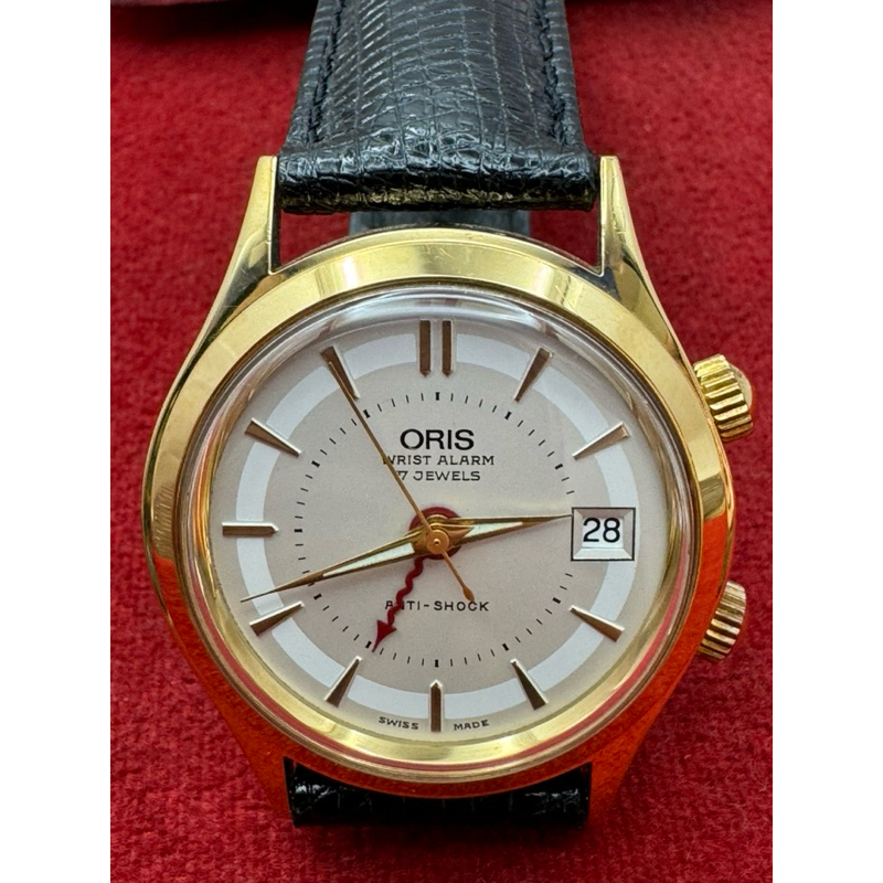 ORIS  WRIST ALARM 17 Jewels Anti-Shock  ระบบไขลาน ตัวเรือนทองชุบ นาฬิกาผู้ชาย มือสองของแท้