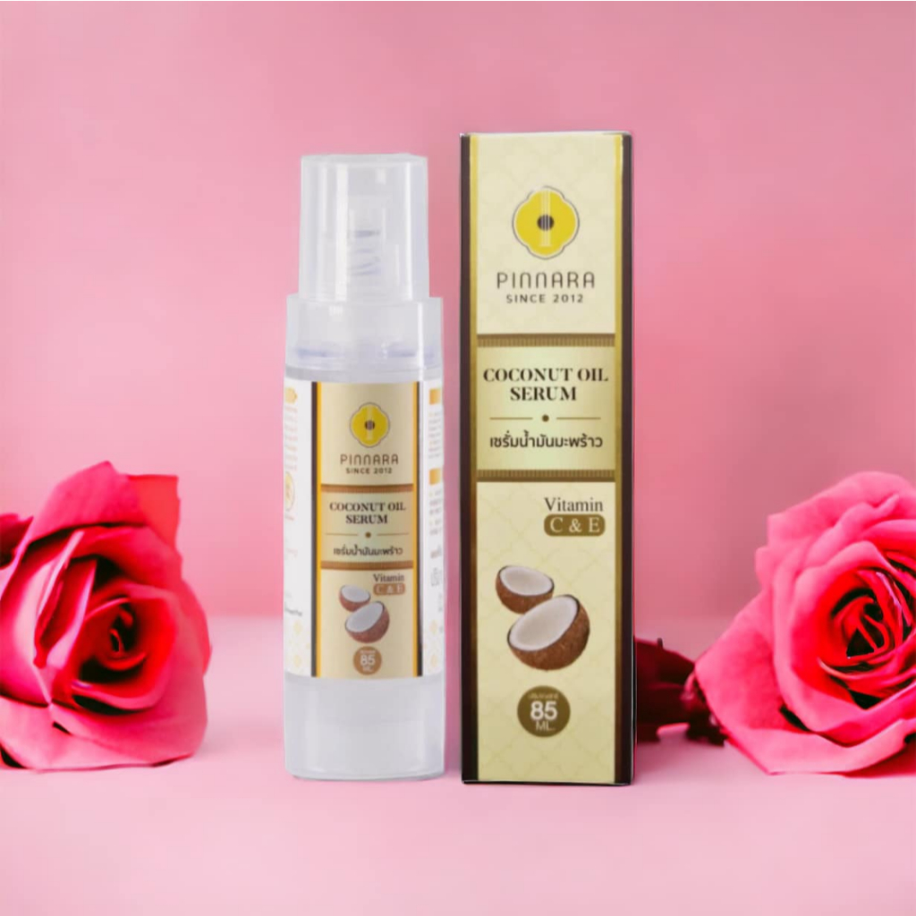 พร้อมส่ง ของแท้ % ถูกที่สุด Pinnara เซรั่มน้ำมันมะพร้าวพิณนารา 85ml. ลอตใหม่ล่าสุด2/2024_กล่องสวยไม่กรีด