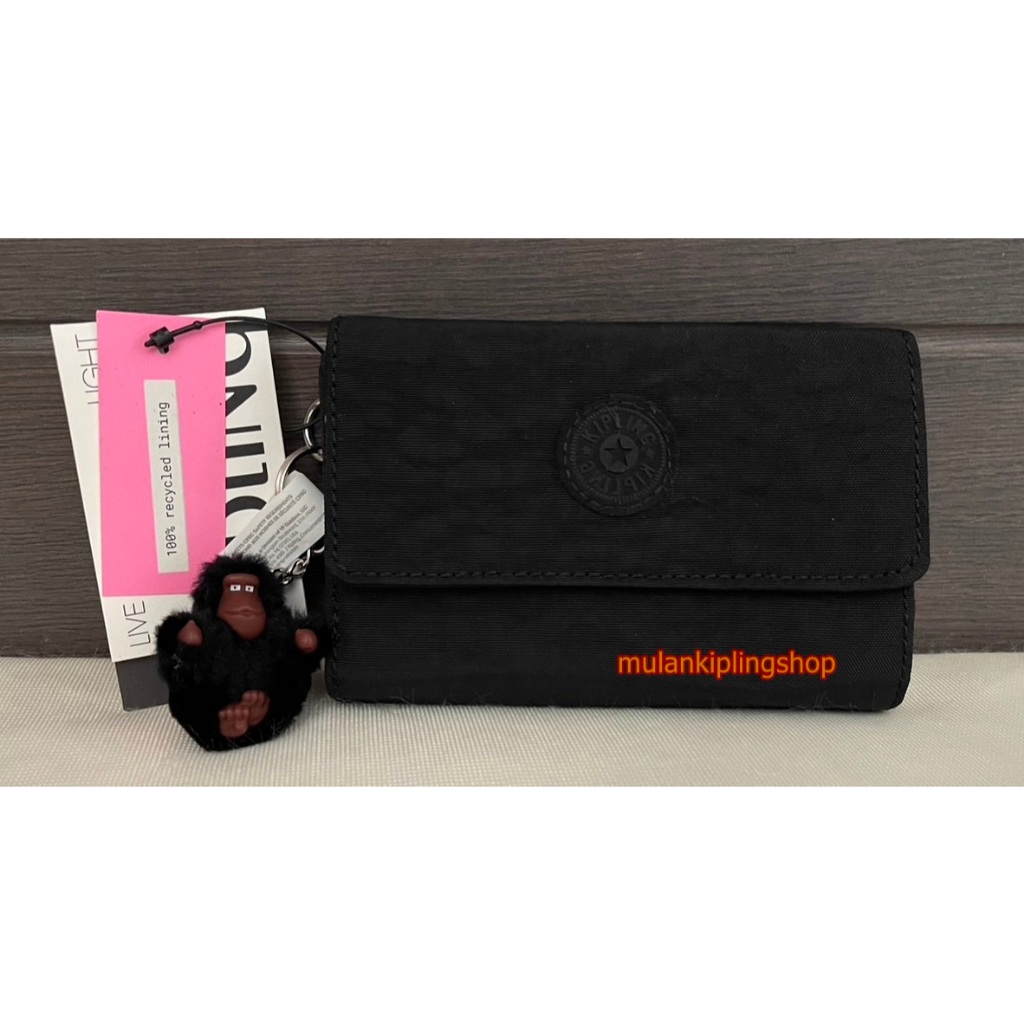 ส่งฟรี EMS Kipling Pixi Wallet - Black Tonal สีดำ ผ้าพื้นปกติ