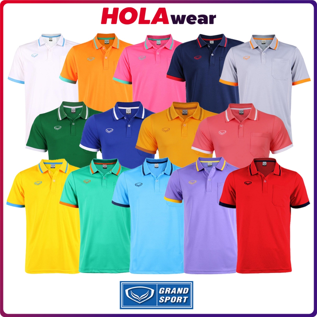 เสื้อโปโลชาย Grand sport S-3XL รหัส 12-585 เสื้อคอปกชาย ซับเหงื่อ ระบายอากาศ มีกระเป๋าอกซ้าย